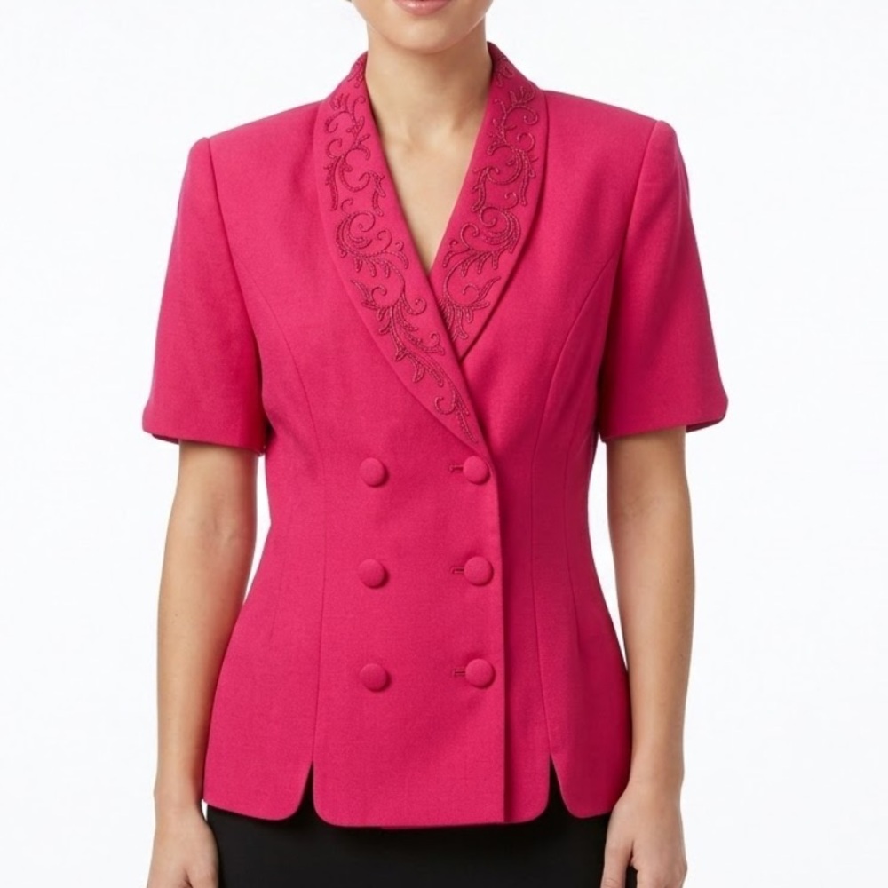 Kasper Fuchsia Double-Breasted Blazer